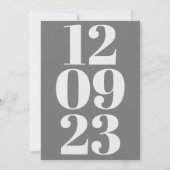 Modern Gray Date Typografie Save The Date (Achterkant)