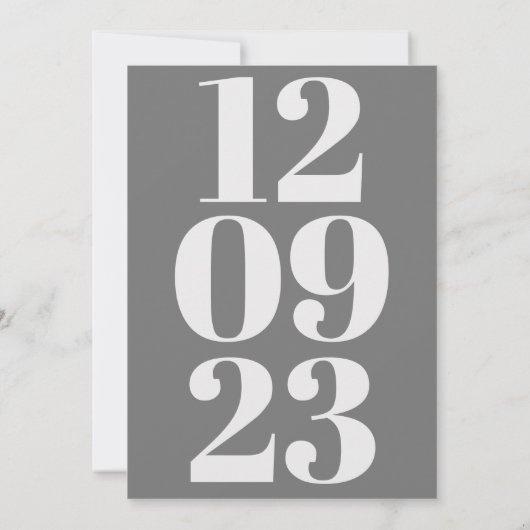 Modern Gray Date Typografie Save The Date (Achterkant)