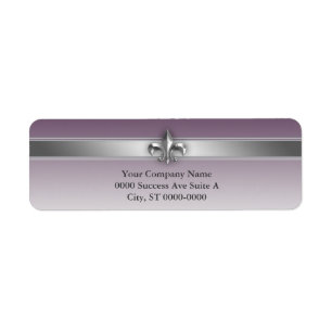 Modern Gray Eggplant Paars Silver Fleur de Lis Etiket