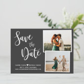 Modern Gray Elegant Typografie Foto Save The Date (Staand voorkant)