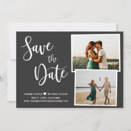 Modern Gray Elegant Typografie Foto Save The Date