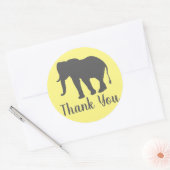 Modern Gray Elephant Silhouette Dank u Ronde Sticker (Envelop)