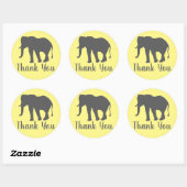 Modern Gray Elephant Silhouette Dank u Ronde Sticker (Vel)