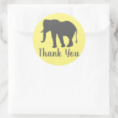 Modern Gray Elephant Silhouette Dank u Ronde Sticker (Tas)