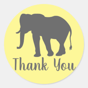 Modern Gray Elephant Silhouette Dank u Ronde Sticker