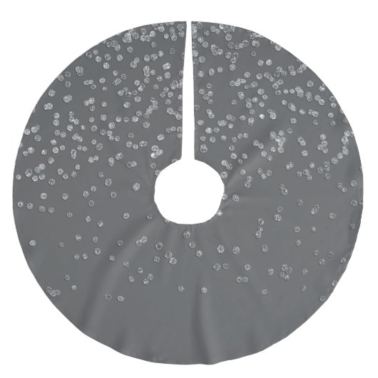 Modern Gray en Faux Silver Glitter Confetti Kerstboom Rok (Voorkant)