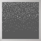 Modern Gray en Faux Silver Glitter Confetti Poster (Voorkant)