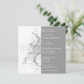 Modern Gray Floral Bridal Shower Kaart (Staand voorkant)