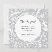 Modern Gray Floral Wedding Bedankkaart (Voorkant)