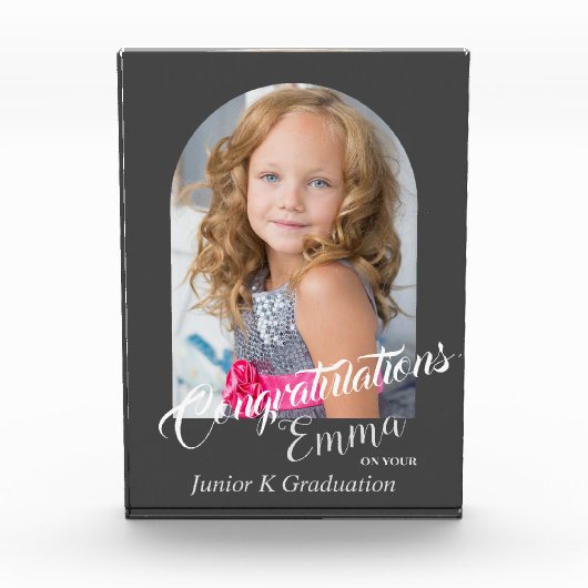 Modern Gray Gefeliciteerd JK Afstudeerder Aankondi Fotoblokken (Voorkant)