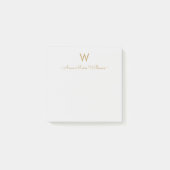 Modern Gray Gold Script Monogram Post-it® Notes (Voorkant)