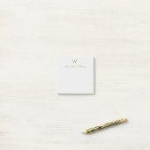 Modern Gray Gold Script Monogram Post-it® Notes (Op bureau)