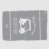 Modern Gray Golf Cart Monogrammed Golfer Cute Golfhanddoek (Horizontaal)