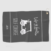 Modern Gray Golfer Course Quote Monogrammed Golfhanddoek (Horizontaal)