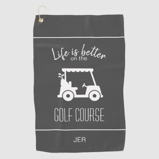 Modern Gray Golfer Course Quote Monogrammed Golfhanddoek (Voorkant)