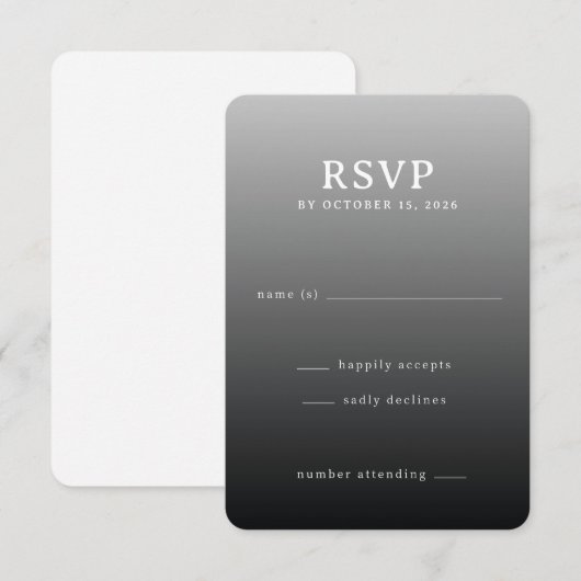 Modern Gray Gradient RSVP Kaartje (Voorkant / Achterkant)