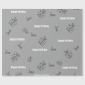 Modern gray happy jarig cadeaupapier (Vlak)