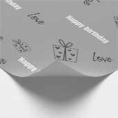 Modern gray happy jarig cadeaupapier (Hoek)