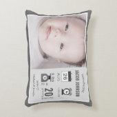Modern Gray Infographic Baby Foto Birth Stats Accent Kussen (Voorkant(Verticaal))