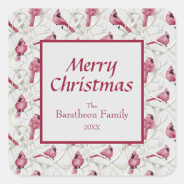 Modern Gray Kardinaal Bird kerst Vierkante Sticker