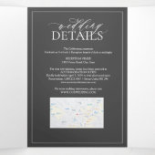 Modern Gray Leafy Crest Monogram Weddenschap Drieluik Uitnodiging (Binnenkant midden)