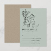 MODERN GRAY LINE DRAADLOOS WEDDING RSVP INFORMATIEKAARTJE (Voorkant / Achterkant)