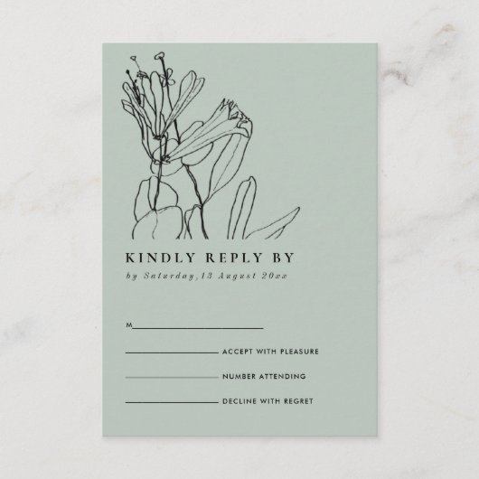 MODERN GRAY LINE DRAADLOOS WEDDING RSVP INFORMATIEKAARTJE (Voorkant)