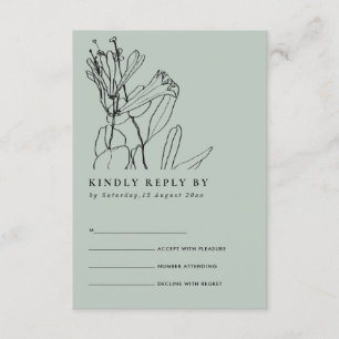 MODERN GRAY LINE DRAADLOOS WEDDING RSVP INFORMATIEKAARTJE