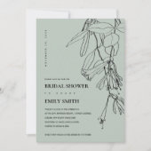 MODERN GRAY LINE DRAWING FLORAL VRIJGEZELLENFEEST  BEDANKKAART (Voorkant)