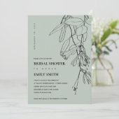 MODERN GRAY LINE DRAWING FLORAL VRIJGEZELLENFEEST  BEDANKKAART (Staand voorkant)