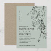 MODERN GRAY LINE DRAWING FLORAL VRIJGEZELLENFEEST  BEDANKKAART (Voorkant / Achterkant)