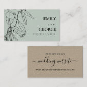 MODERN GRAY LINE DRAWING FLORAL WEDDING WEBSITE VISITEKAARTJE (Voorkant / Achterkant)