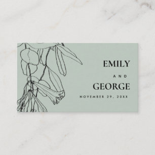 MODERN GRAY LINE DRAWING FLORAL WEDDING WEBSITE VISITEKAARTJE