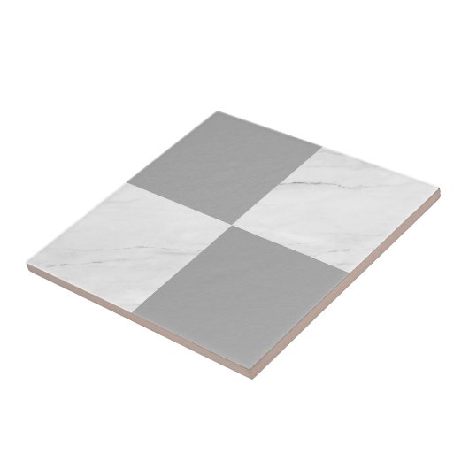 Modern Gray Marble Geometric Checker Tegeltje (Zijkant)
