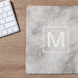Modern Gray Marble Monogram Muismat
