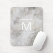 Modern Gray Marble Monogram Muismat (Met muis)