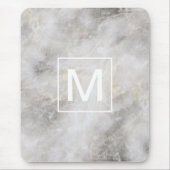 Modern Gray Marble Monogram Muismat (Voorkant)