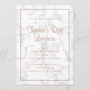 Modern Gray Marble Roos Gold Teacher Day Kaart
