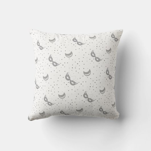 Modern Gray Mardi Gras Mask Pattern Design Pillow Kussen (Achterkant)