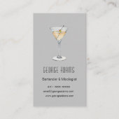 Modern gray Martini Bartender Visitekaartje (Voorkant)