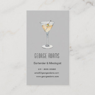 Modern gray Martini Bartender Visitekaartje