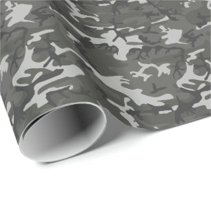 Modern Gray Militaire Camouflage Cadeaupapier