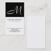 Modern Gray Monogram Black White Visitekaartje (Voorkant / Achterkant)