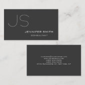 Modern Gray Monogram Consultant Visitekaartje (Voorkant / Achterkant)
