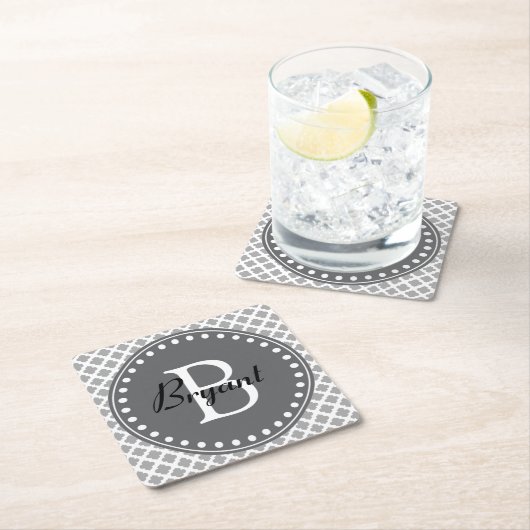 Modern Gray Monogram Onderzetter (Insitu)