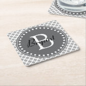 Modern Gray Monogram Onderzetter (Schuin)