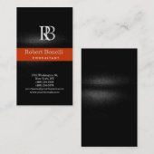 Modern Gray Monogram Oranje Stripe Visitekaartje (Voorkant / Achterkant)