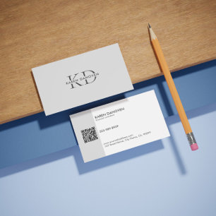 Modern Gray Monogram Professional Visitekaartje