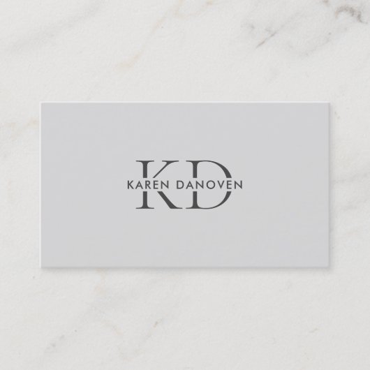 Modern Gray Monogram Professional Visitekaartje (Voorkant)