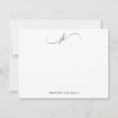Modern Gray Monogram script kalligrafie Notitiekaartje (Voorkant)
